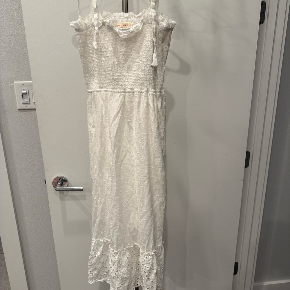 Solitaire White Ruffled Dress